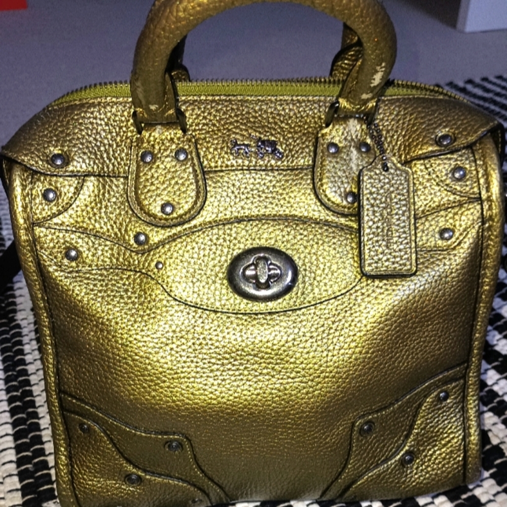 COACH Mini Rhyder Pebbled Leather Satchel